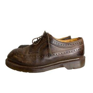 Vintage Dr. Martens Mens Brown Leather Oxfords Lace Up Shoes Made in England 8.5